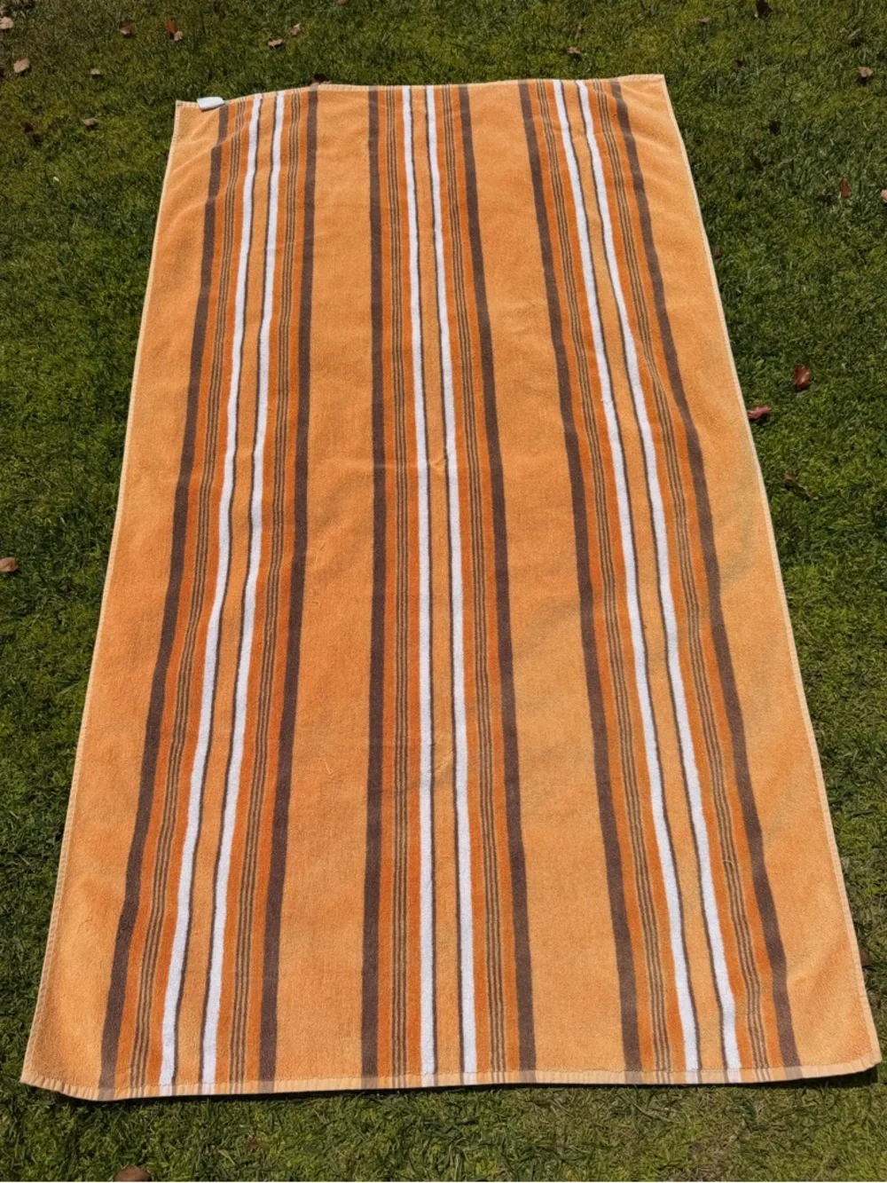 Restoration Hardware Striped Oversized Beach Towel Gold Brown Orange 36x65 GUC